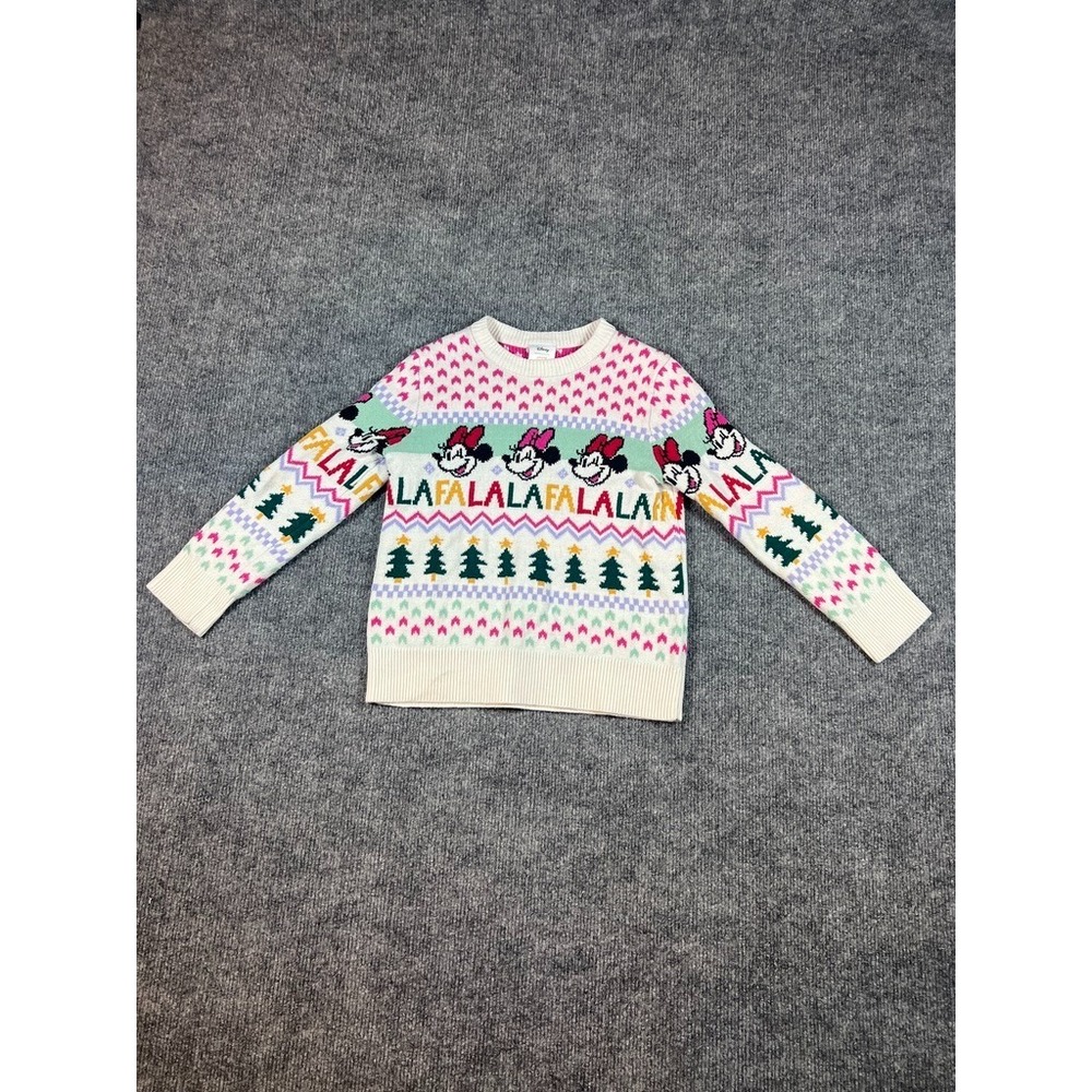 Disney Kid's Minnie Mouse Christmas Sweater FaLaLaLaLa Sz 5